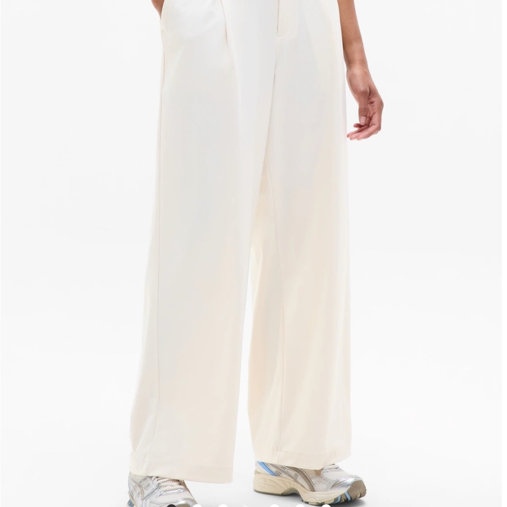 Athleta Cream Wide-Leg Trousers